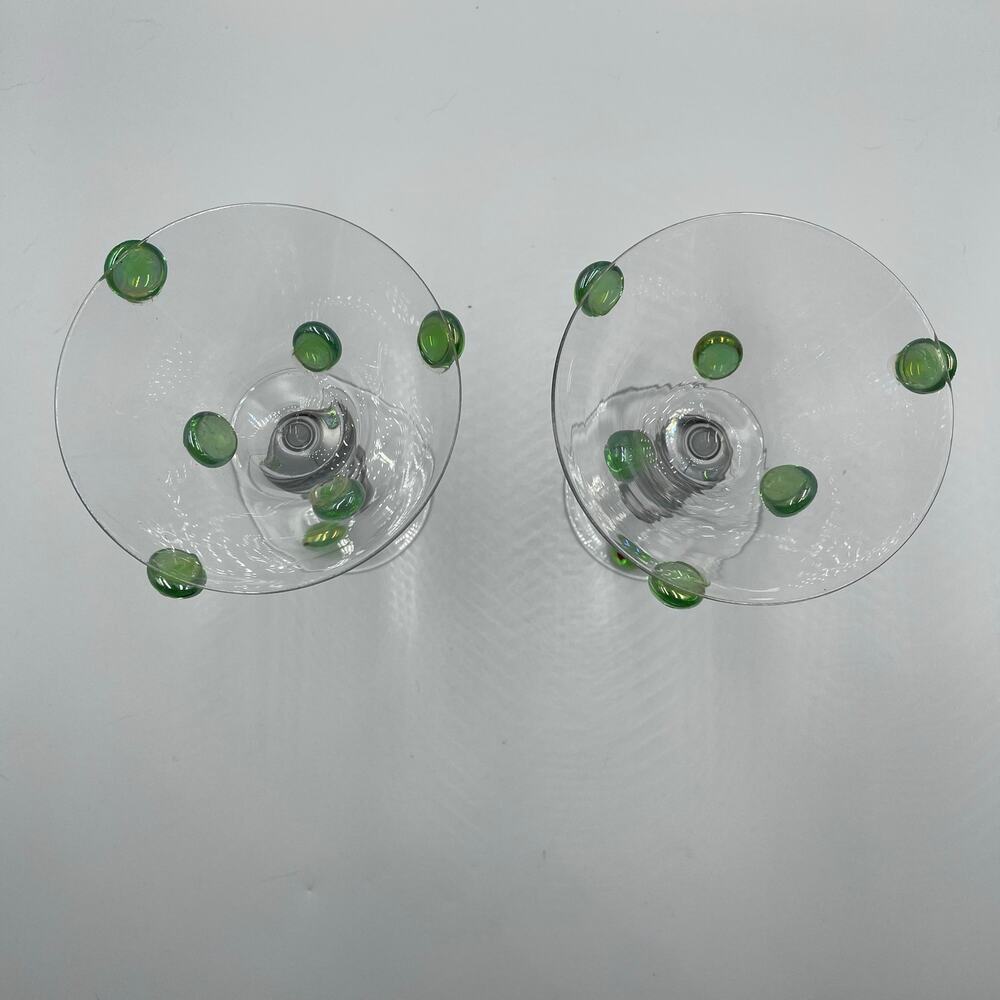 Set of 2 Wire Wrapped Martini Glasses Drinkware with Glass Olives Barware - Picture 7 of 7